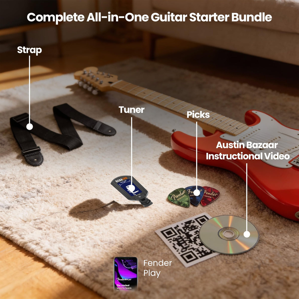Fender Squier Sonic Stratocaster - Fiesta Red w/ Tuner