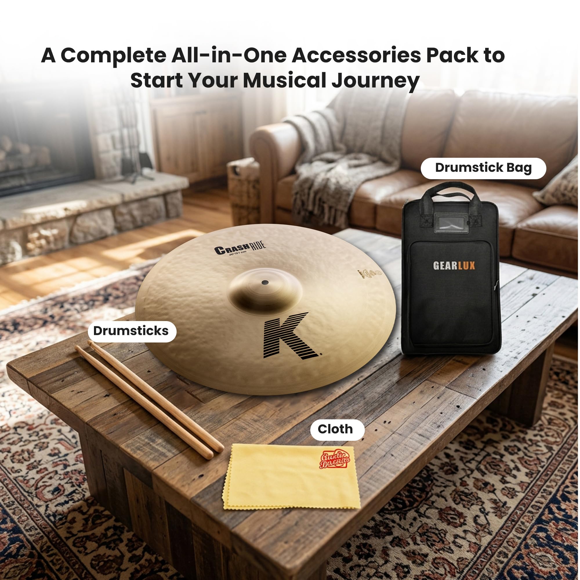 Zildjian K0810 20" K Crash Ride Cymbal w/ Drumstick Bag