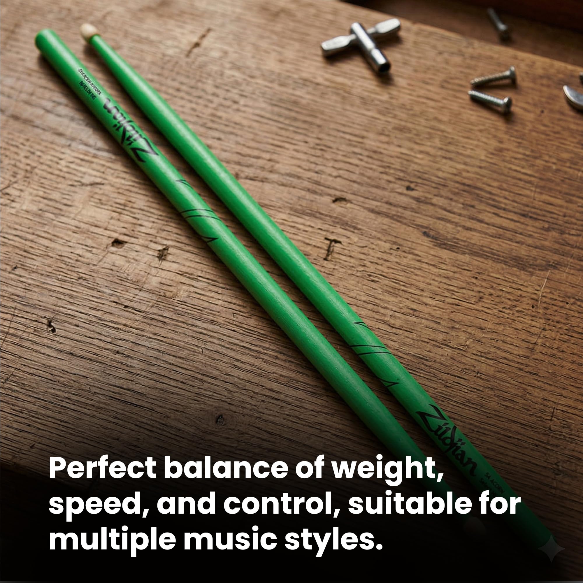 Zildjian 5A Acorn Neon Green Drumsticks - 12 Pack
