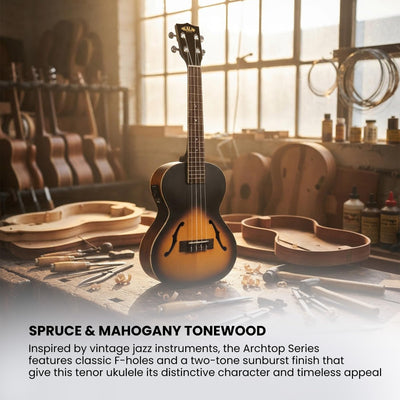 Kala KA-JTE/2TS Archtop Tenor Acoustic-Electric Ukulele - Tobacco Burst
