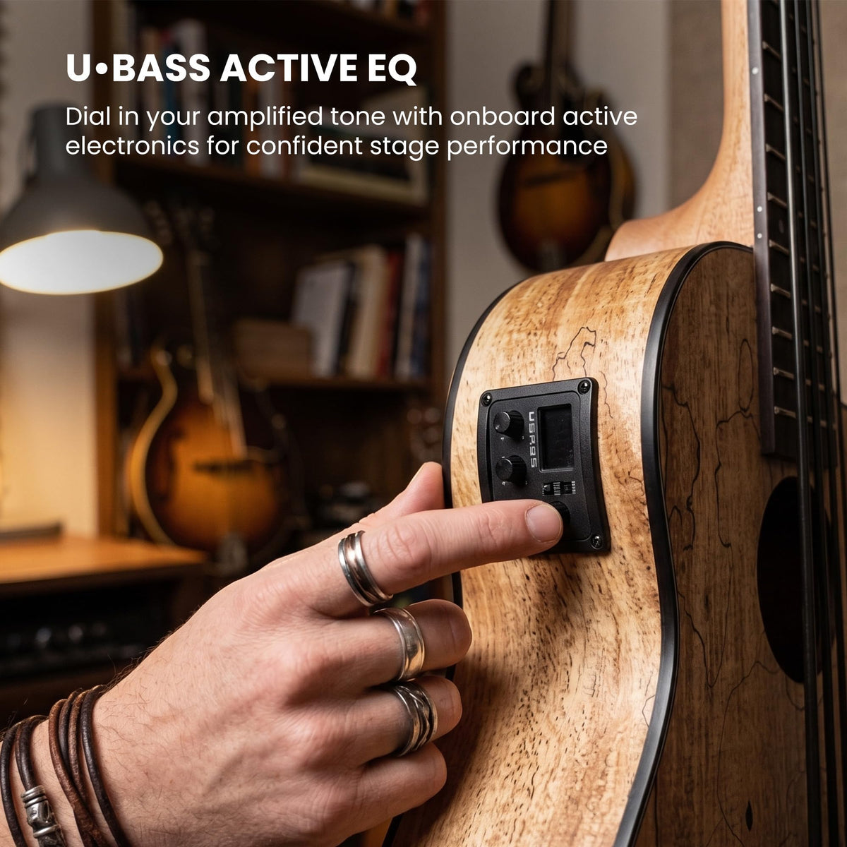 Kala UBASS-SP-MAPL-FS Spalted Maple Fretted Acoustic-Electric U-Bass