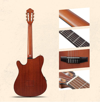 Ibanez FRH10N FRH Thinline Nylon String Acoustic-Electric Guitar - Natural Flat w/ Case