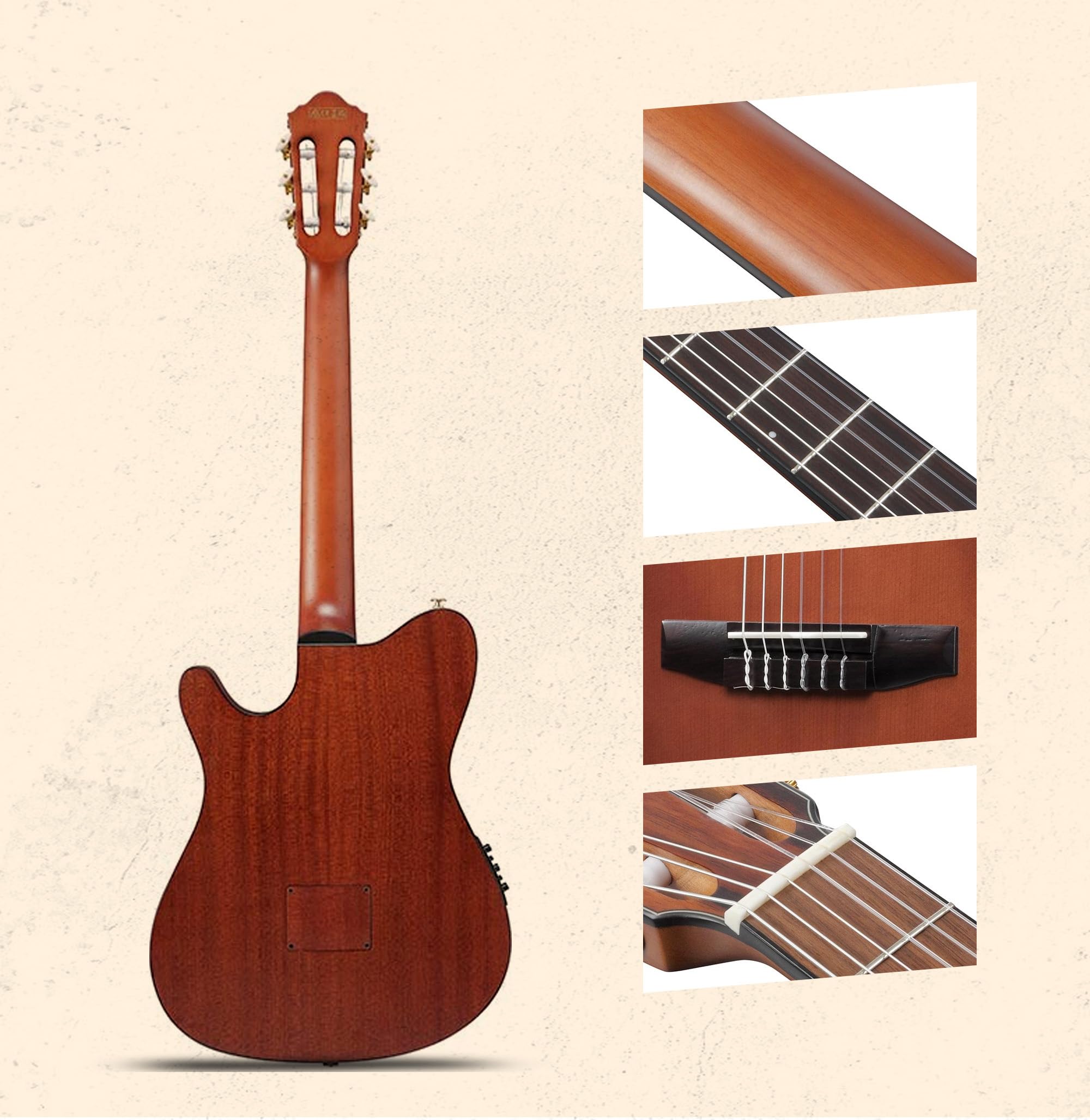 Ibanez FRH10N FRH Thinline Nylon String Acoustic-Electric Guitar - Natural Flat w/ Gig Bag