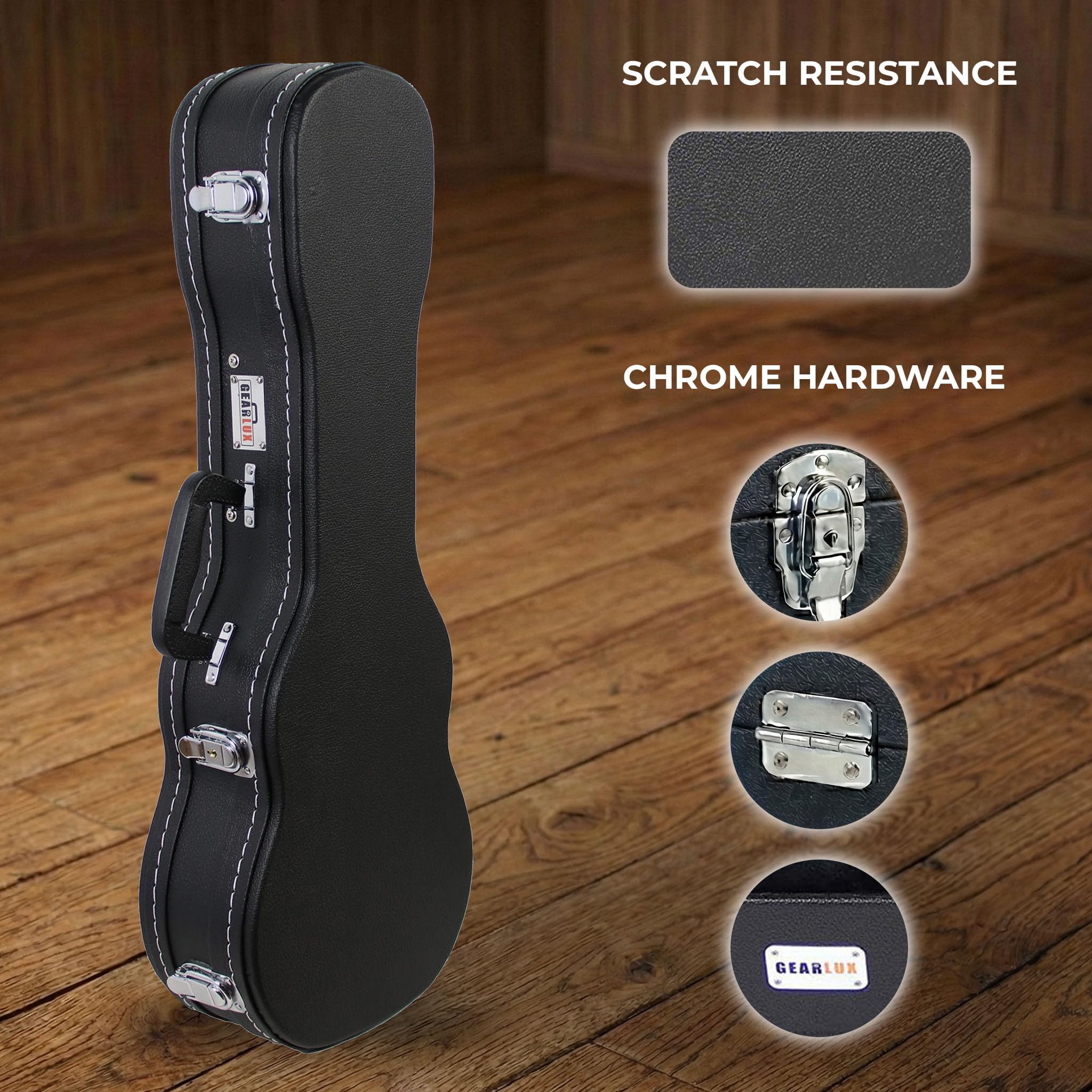 Gearlux Wooden Concert Ukulele Case - Black