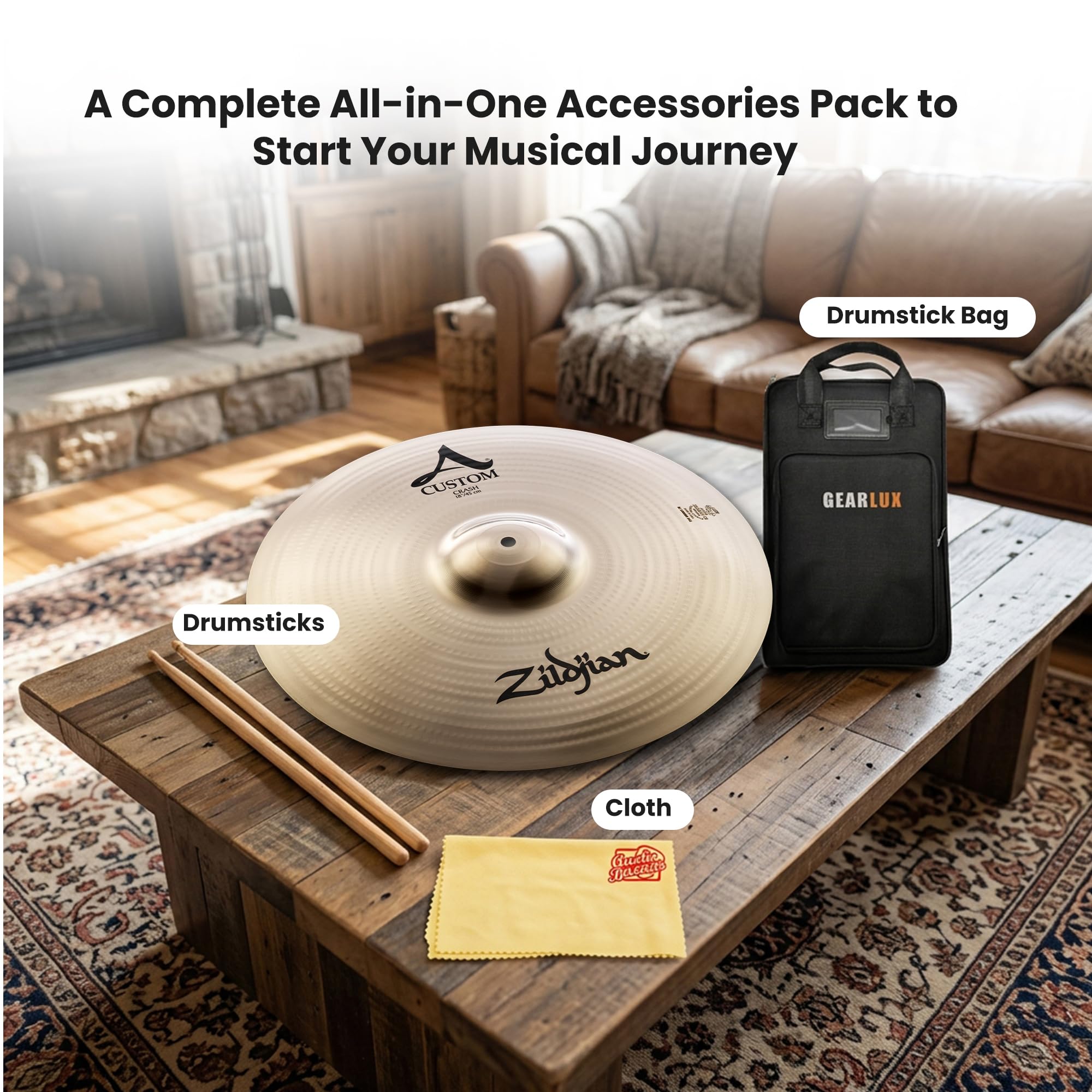 Zildjian A20516 18" A Custom Crash Cymbal w/ Drumstick Bag