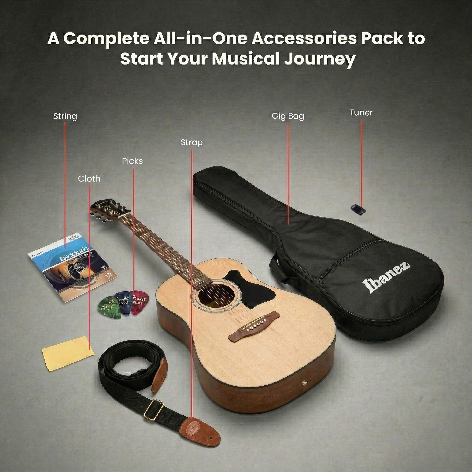 Ibanez IJV30 JamPack 3/4-Size Mini Dreadnought Acoustic Guitar Pack - Open Pore Natural w/ Gig Bag