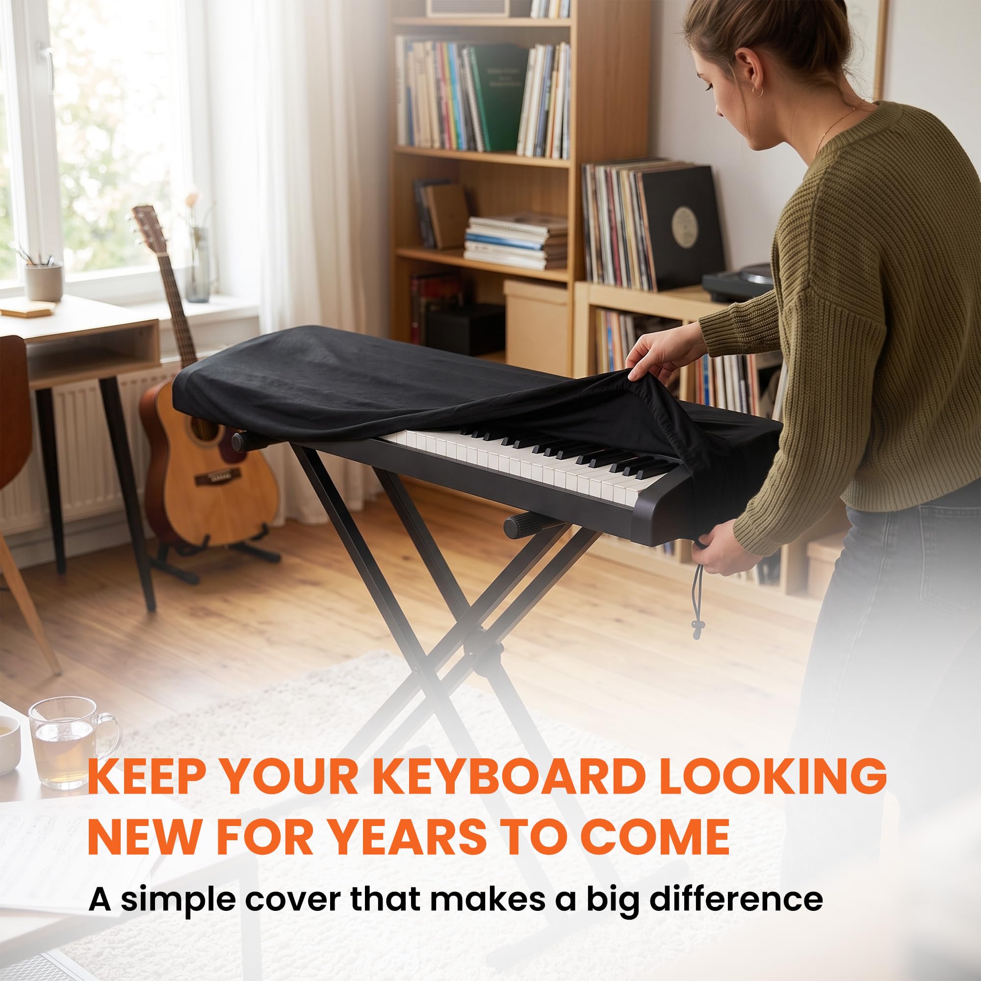 Gearlux Stretchy Keyboard Dust Cover for 88-Key Digital Pianos (60 x 22 x 8 Inches)