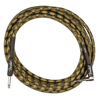 Fender 18.6-Foot Professional Instrument Cable, Straight-Angled, Woodland Camo - 2 Pack