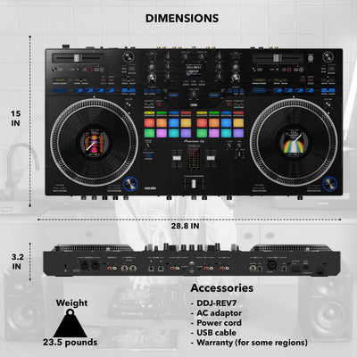 Pioneer DJ DDJ-REV7 Scratch-Style 2-Channel Professional DJ Controller w/ Laptop Stand