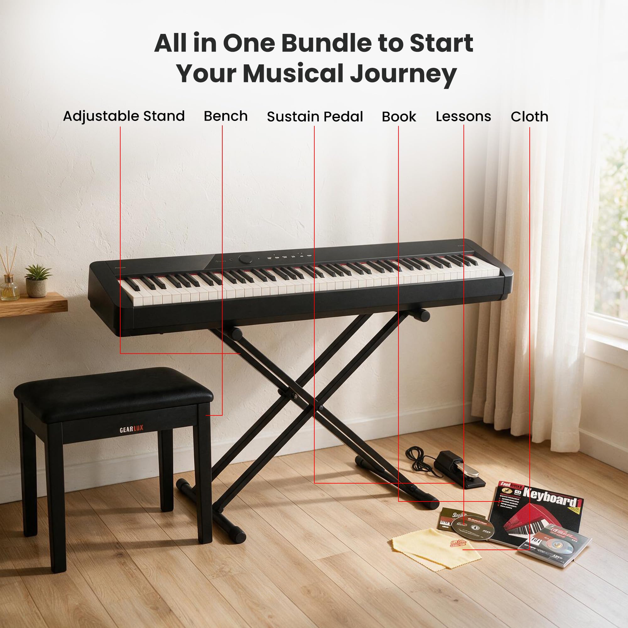 Casio PX-S1100 Privia Slim Digital Piano - Black w/ Adjustable Stand