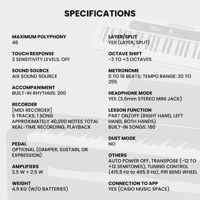 Casio CT-S400 Casiotone 61-Key Portable Keyboard w/ Adjustable Stand