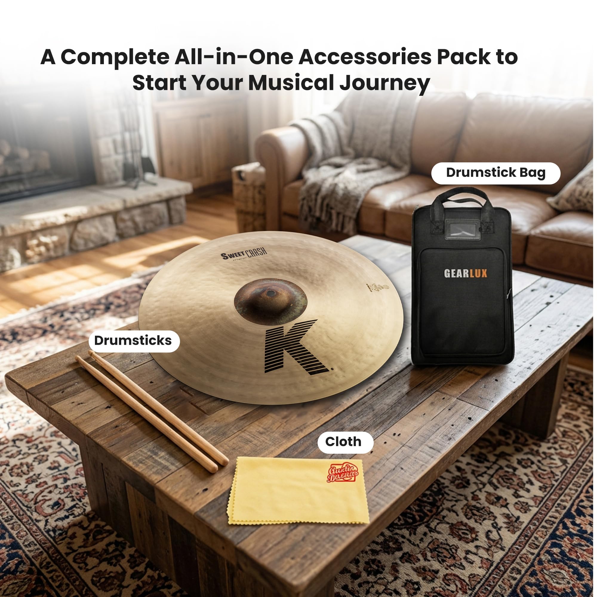 Zildjian K0703 17" K Sweet Crash Cymbal w/ Drumstick Bag