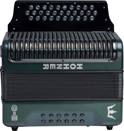 Hohner Corona C-II G/C/F Accordion - Green to Gold w/ Gig Bag