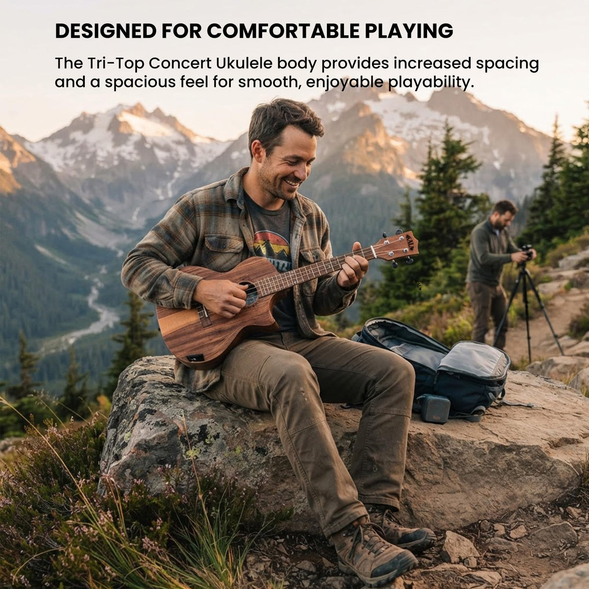 Kala KA-TK-C-CE Teak Tri-Top Concert Acoustic-Electric Ukulele