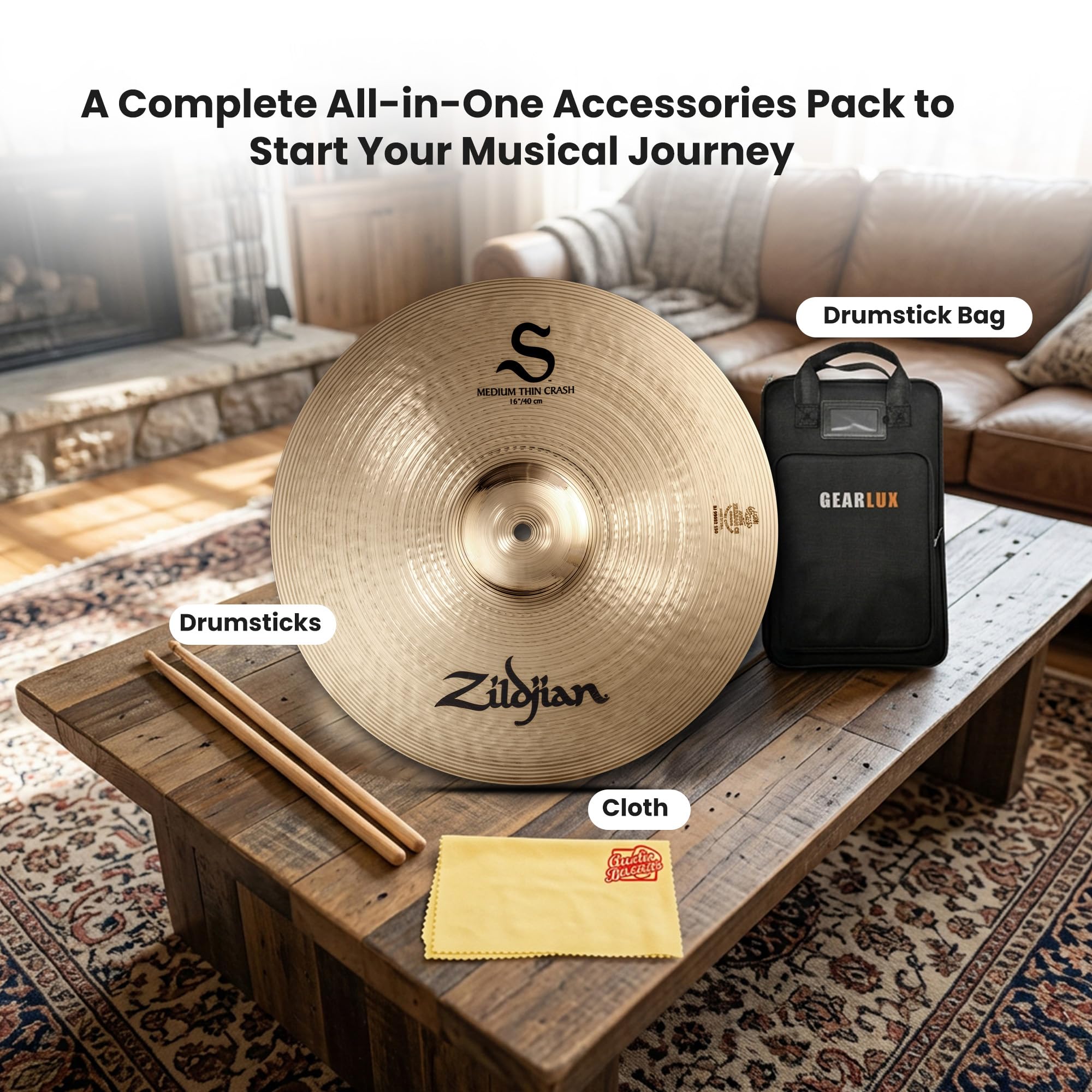 Zildjian S16MTC 16" S Medium Thin Crash Cymbal w/ Drumstick Bag
