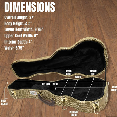 Gearlux UC107-C Concert Ukulele Wooden Tweed Case