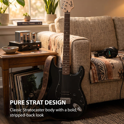 Fender Squier Sonic Stratocaster HT H - Black w/ Mustang Micro