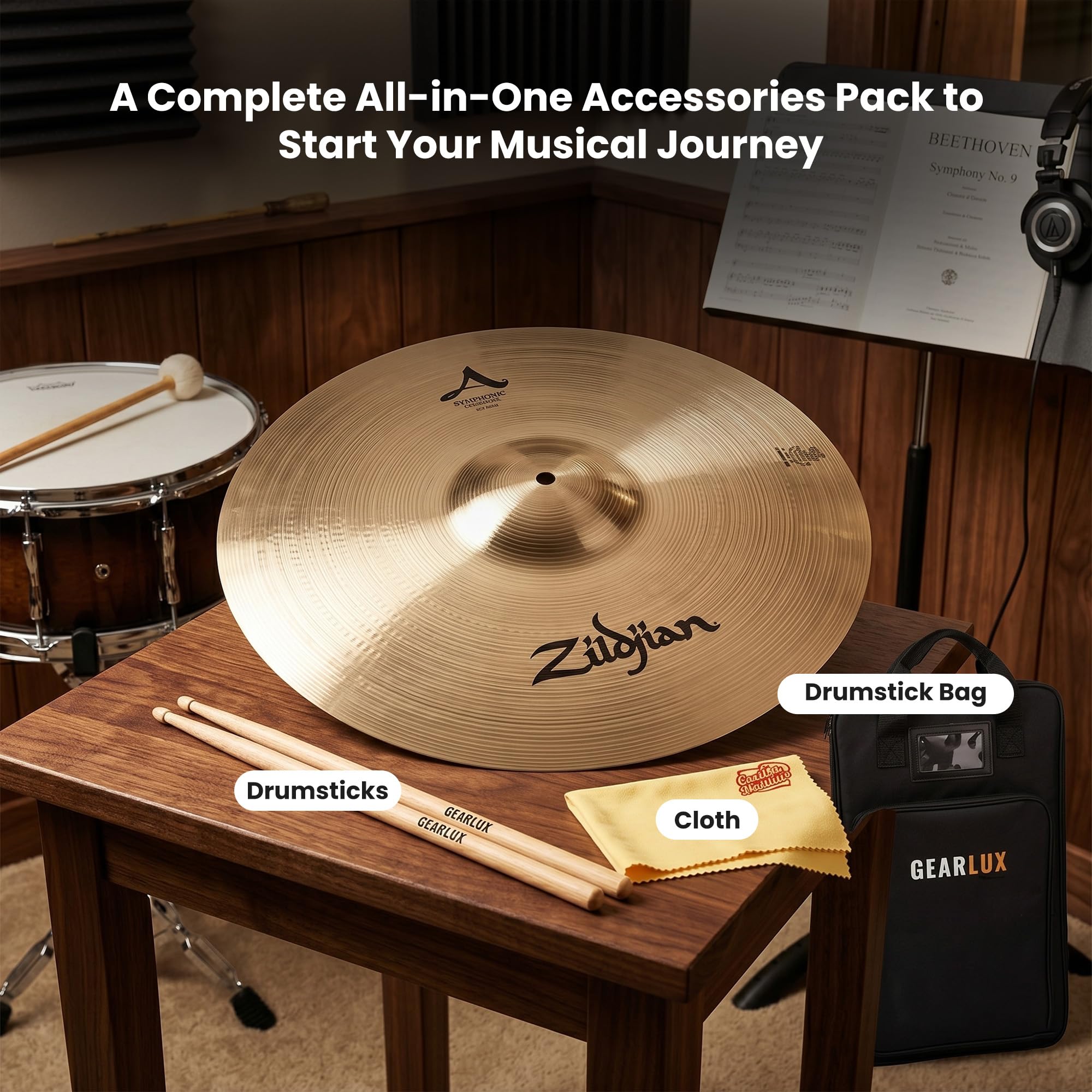Zildjian A0492 20" A Symphonic German Tone Cymbals - Pair w/ Drumstick Bag