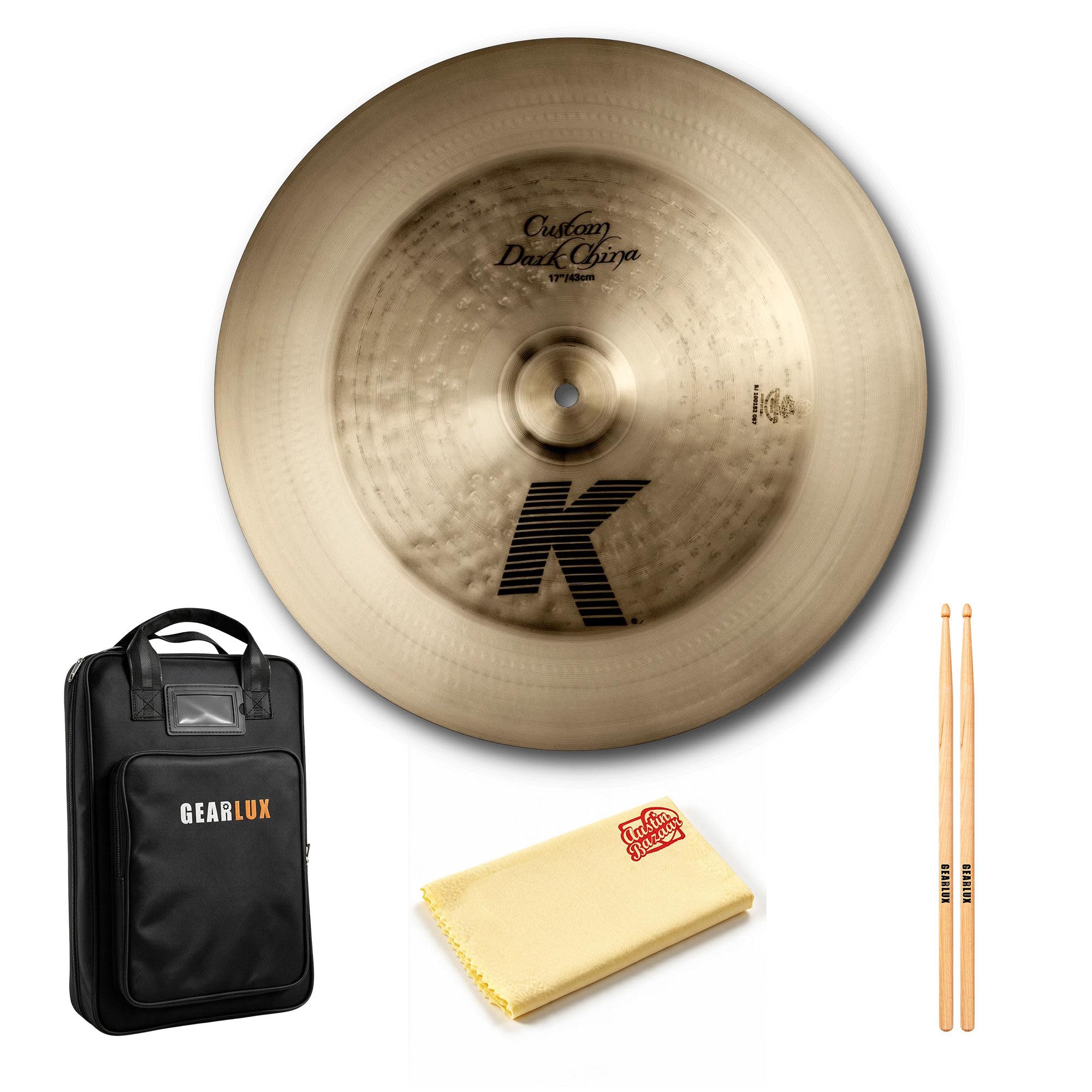 Zildjian K0970 17" K Custom Dark China Cymbal w/ Drumstick Bag