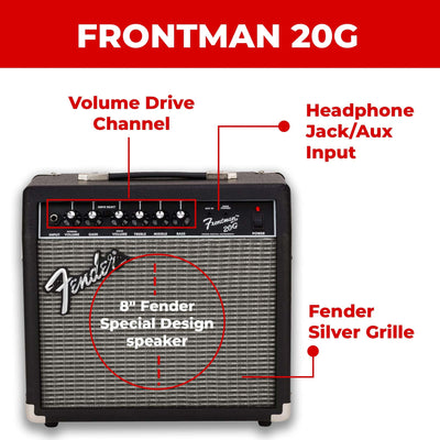 Fender Frontman 20G Guitar Combo Amplifier - Black w/ Instrument Cable