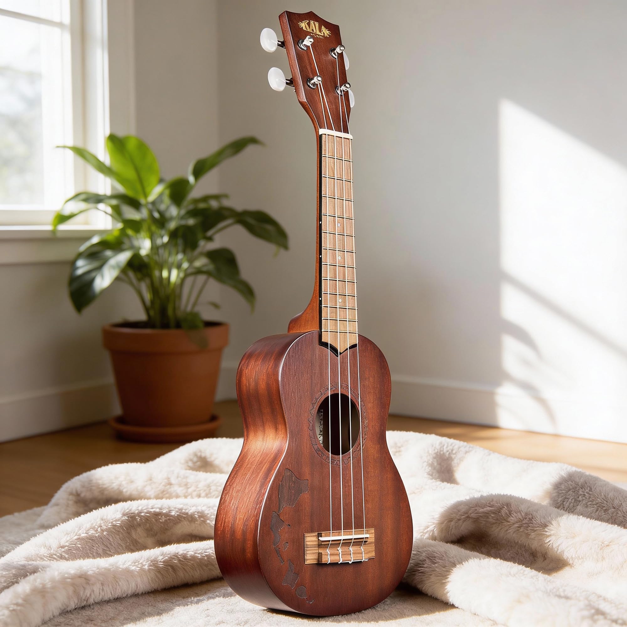 Kala KA-15S-H1 Satin Mahogany Soprano Ukulele - Hawaiian Islands w/ Hard Case