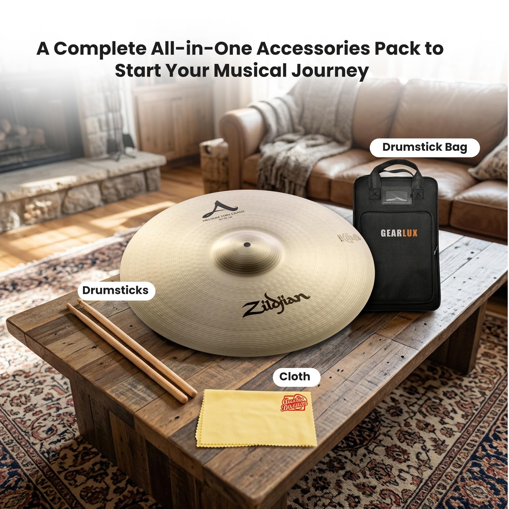 Zildjian A0234 20" A Medium Thin Crash Cymbal w/ Drumstick Bag