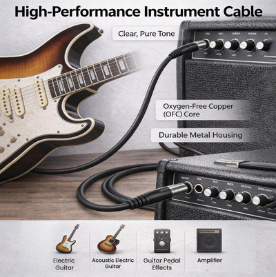 Gearlux Instrument Cable, 1/4 Inch, Straight-Straight, Tweed, 25 Foot