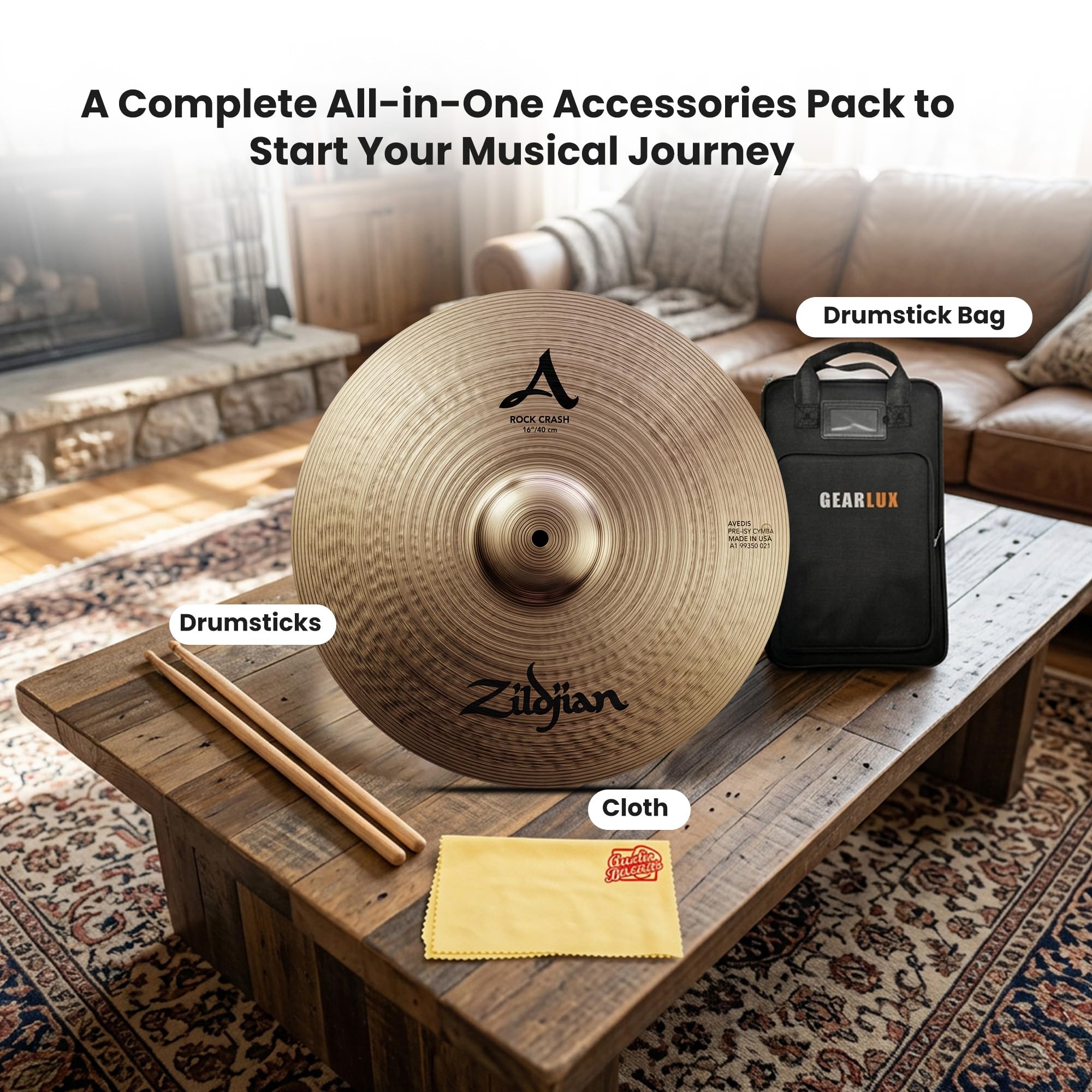 Zildjian S16RC 16" S Rock Crash Cymbal w/ Drumstick Bag