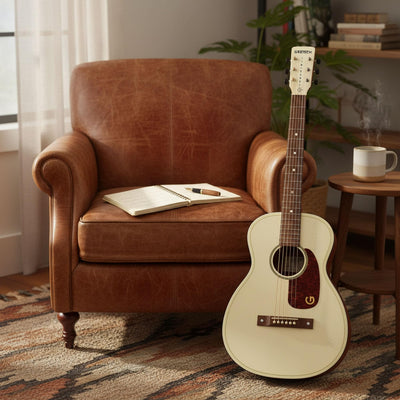 Gretsch Jim Dandy Parlor Acoustic Guitar - Vintage White w/ Strap