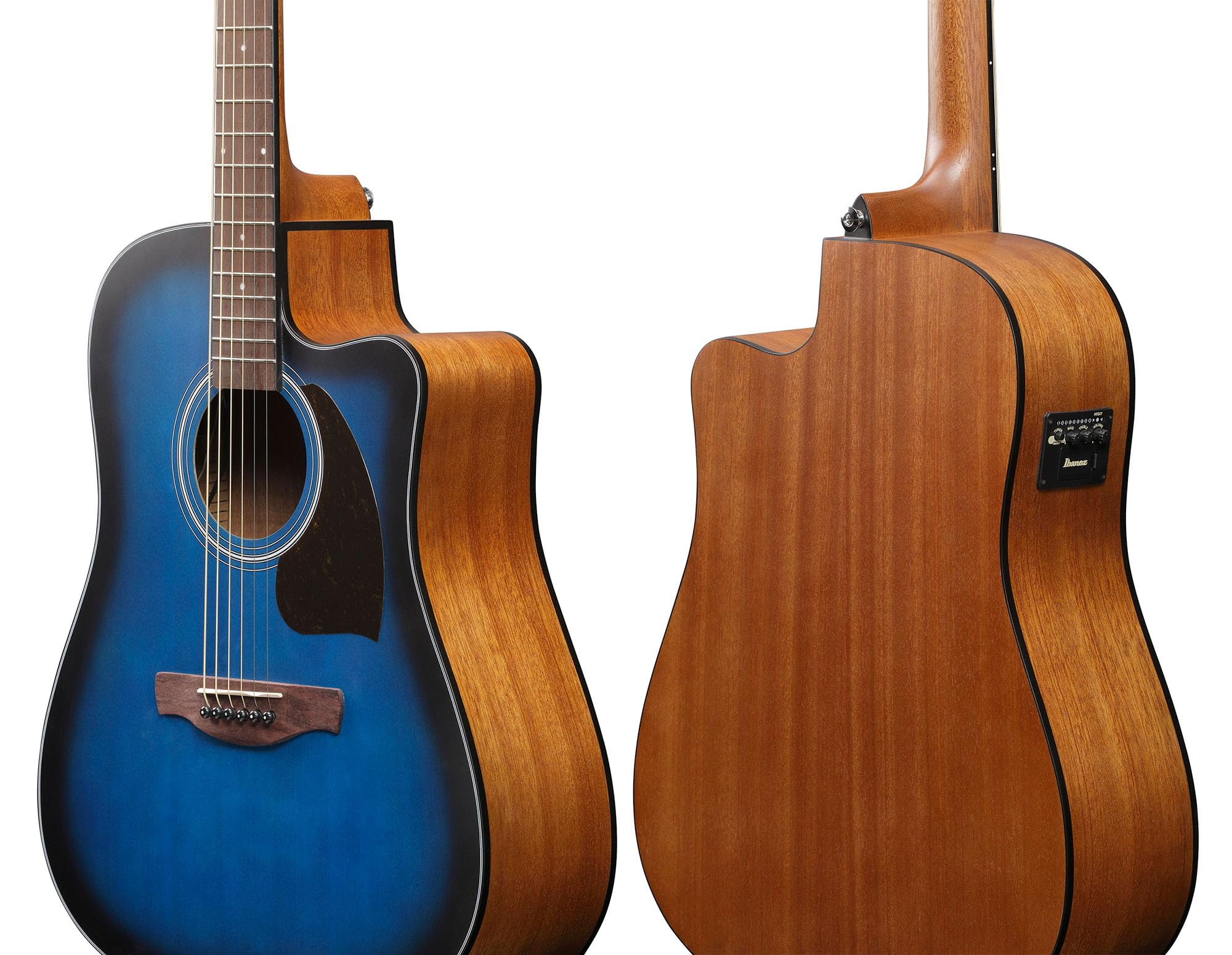 Ibanez PF50CE PF Performance Dreadnought Acoustic-Electric Guitar - Transparent Blue Sunburst w/ Gig Bag
