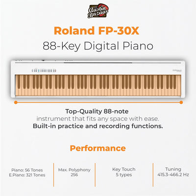 Roland FP-30X 88-Key Digital Piano - White w/ Sustain Pedal