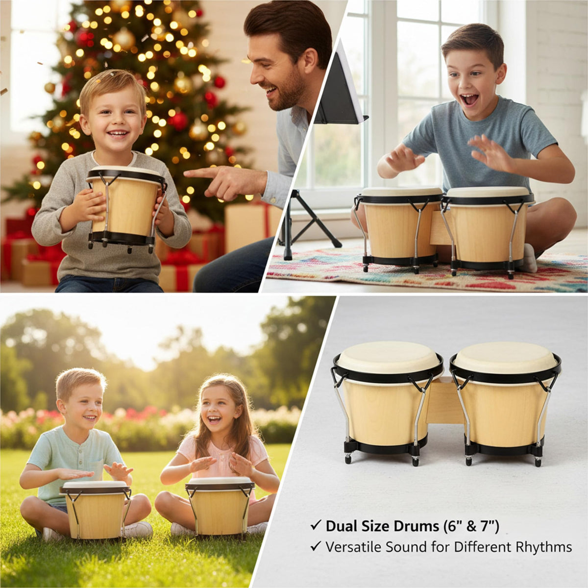 Gearlux Tunable Bongos - Natural