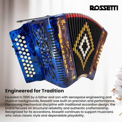 Rossetti 3112 31-Button 12-Bass Diatonic Accordion, Key of FBE - Blue w/ Hard Case