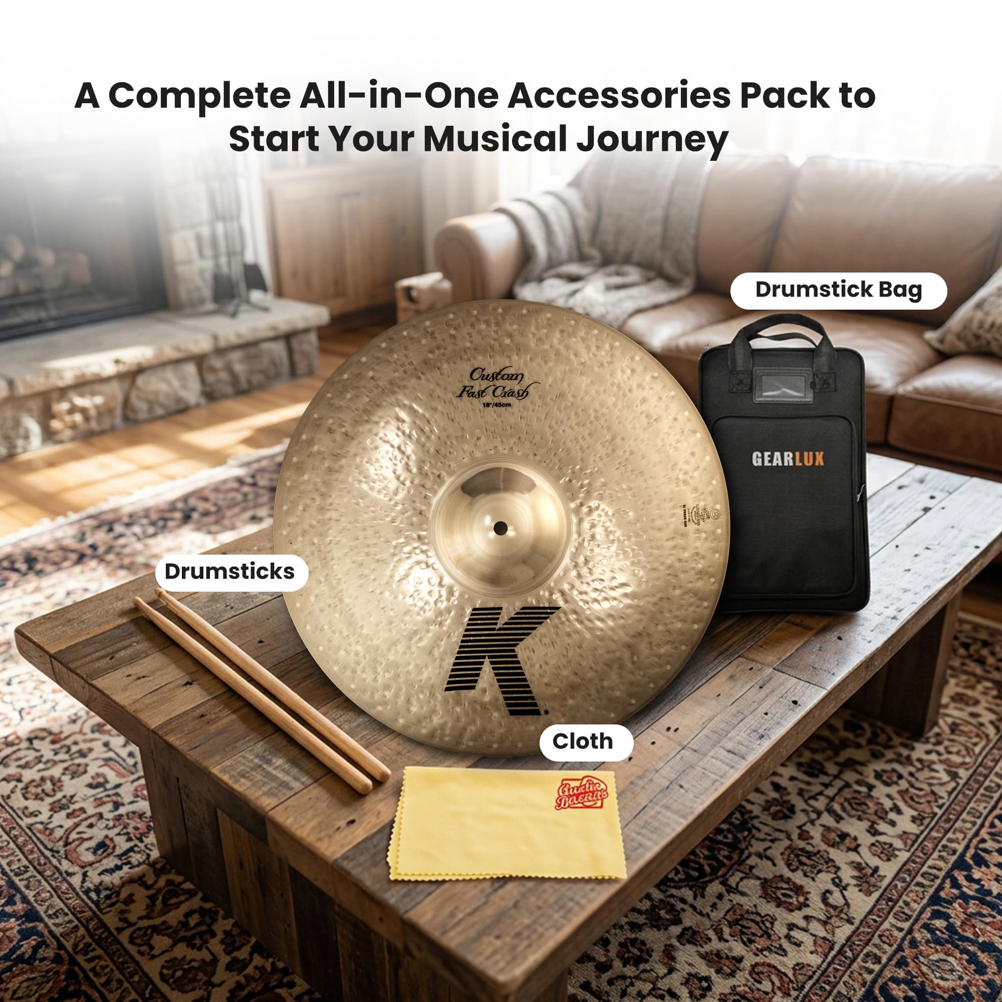 Zildjian K0984 18" K Custom Fast Crash Cymbal w/ Drumstick Bag