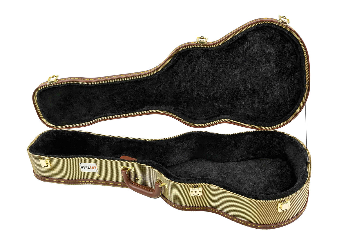 Gearlux Concert Ukulele Hard Case - Gold Tweed (24.25-Inch Length)