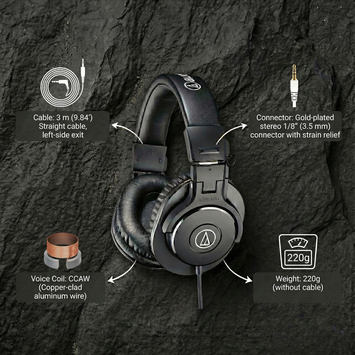 Audio-Technica ATH-M30x Professional Monitor Headphones w/ Case