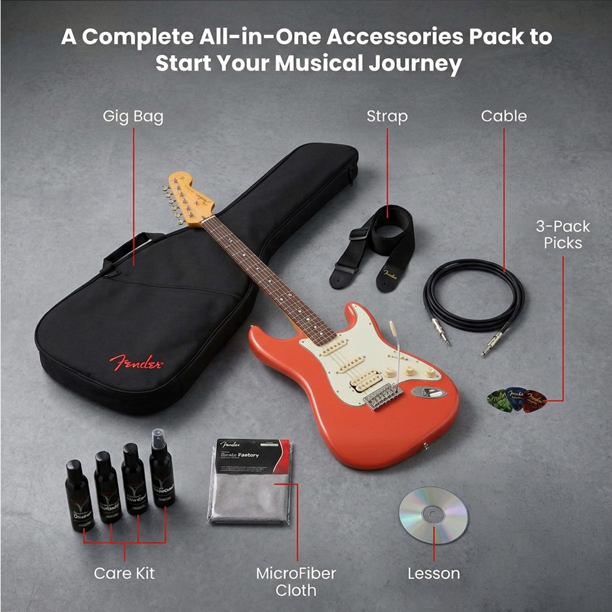 Fender Player II Stratocaster HSS - Rallye Orange w/ Cleaning Kit