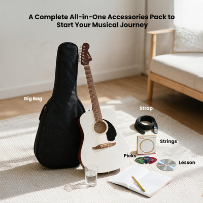 Fender California Redondo Dreadnought Acoustic Guitar - White w/ Gig Bag