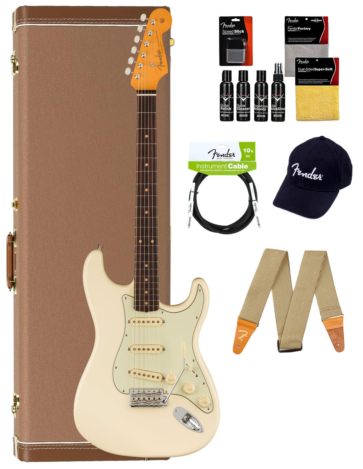 Fender American Vintage II 1961 Stratocaster - Olympic White w/ Guitar Cleaning Kit