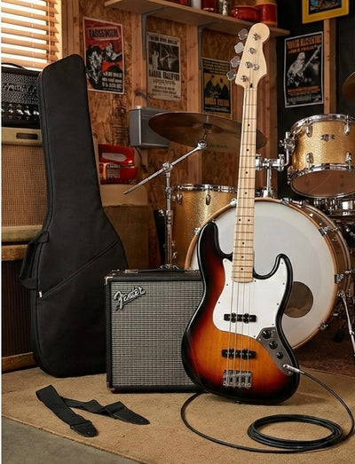 Fender Squier Affinity Jaguar Bass H - Black w/ Rumble 15 Amplifier