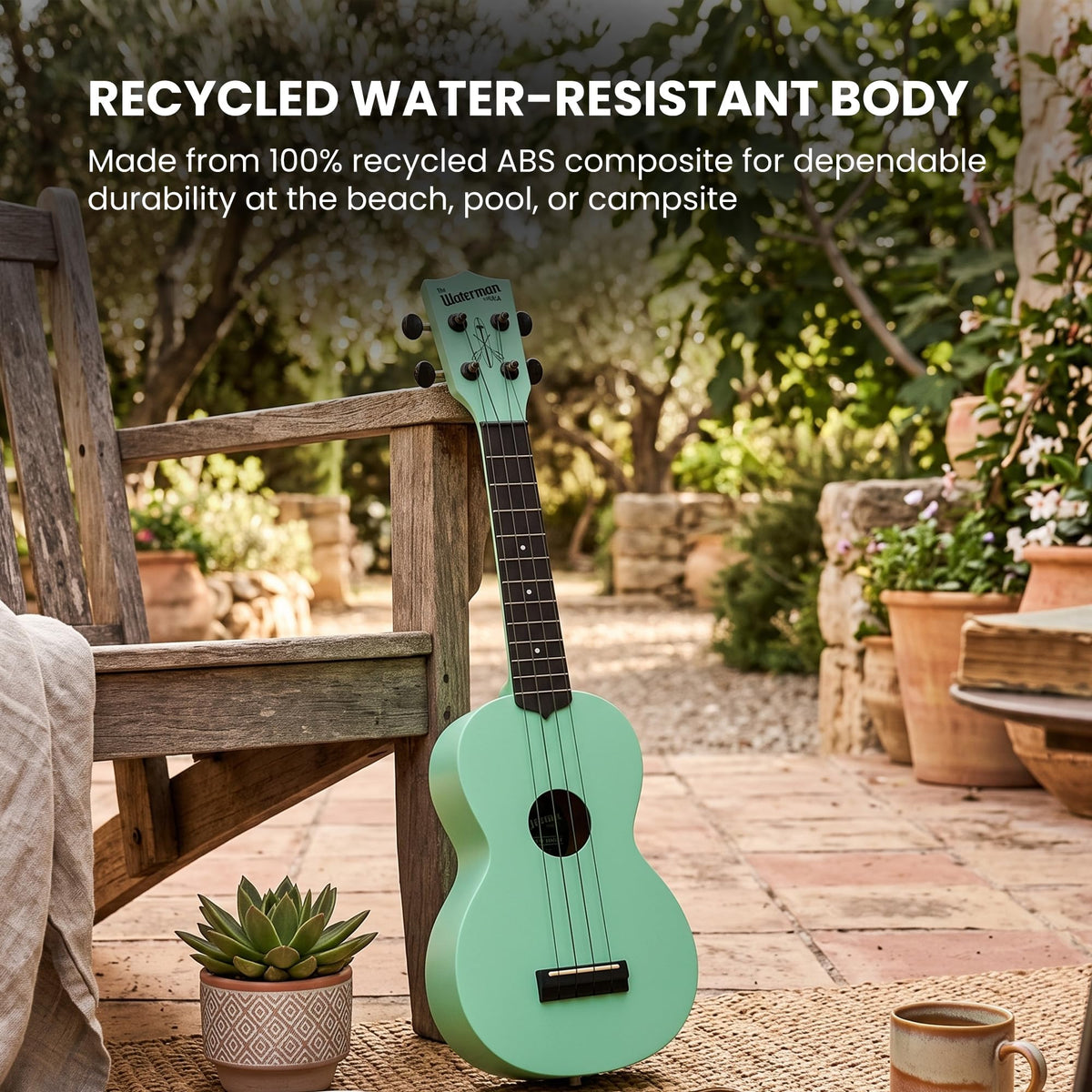 Kala KA-R-WMS-GN-S Soprano Recycled Waterman Ukulele - Sea Foam Green