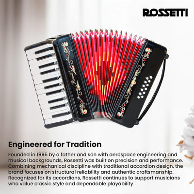 Rossetti 2512 25-Key 12-Bass Piano Accordion - Gloss Black w/ Hard Case