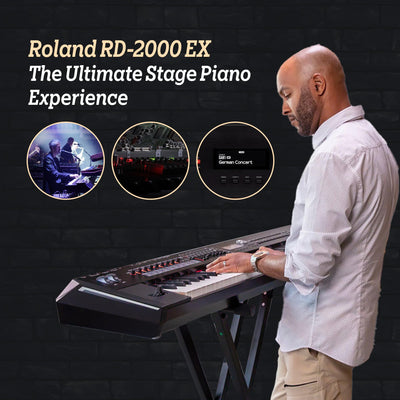 Roland RD-2000 EX 88-Key Stage Piano - Black w/ Adjustable Stand