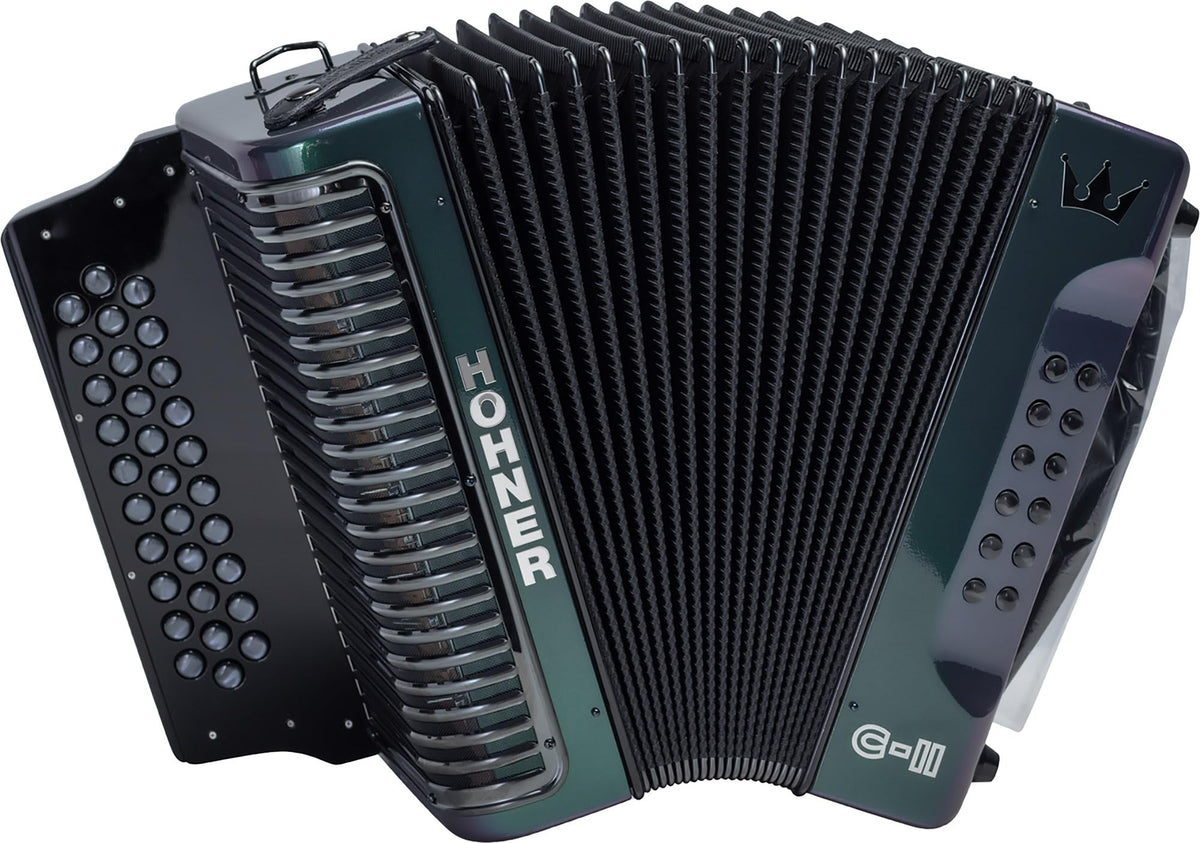 Hohner Corona C-II G/C/F Accordion - Green to Gold w/ Gig Bag