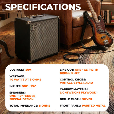 Fender Rumble 40 Bass Combo Amplifier w/ Instrument Cable