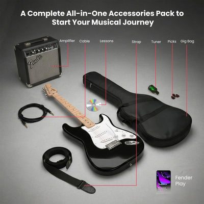 Fender Squier Sonic Strat Pack - Black w/ Frontman 10G Amplifier