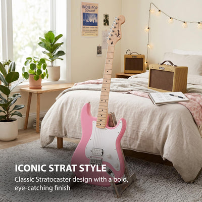 Fender Squier Sonic Stratocaster HT H - Flash Pink w/ Mustang Micro