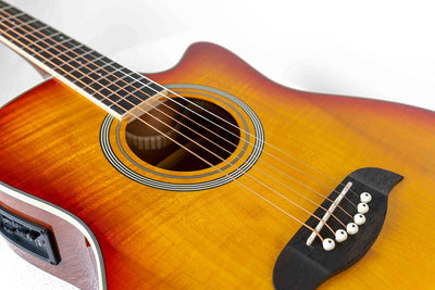 Oscar Schmidt OA10CE Mini Auditorium Acoustic-Electric Guitar - Spalted Maple w/ Cable