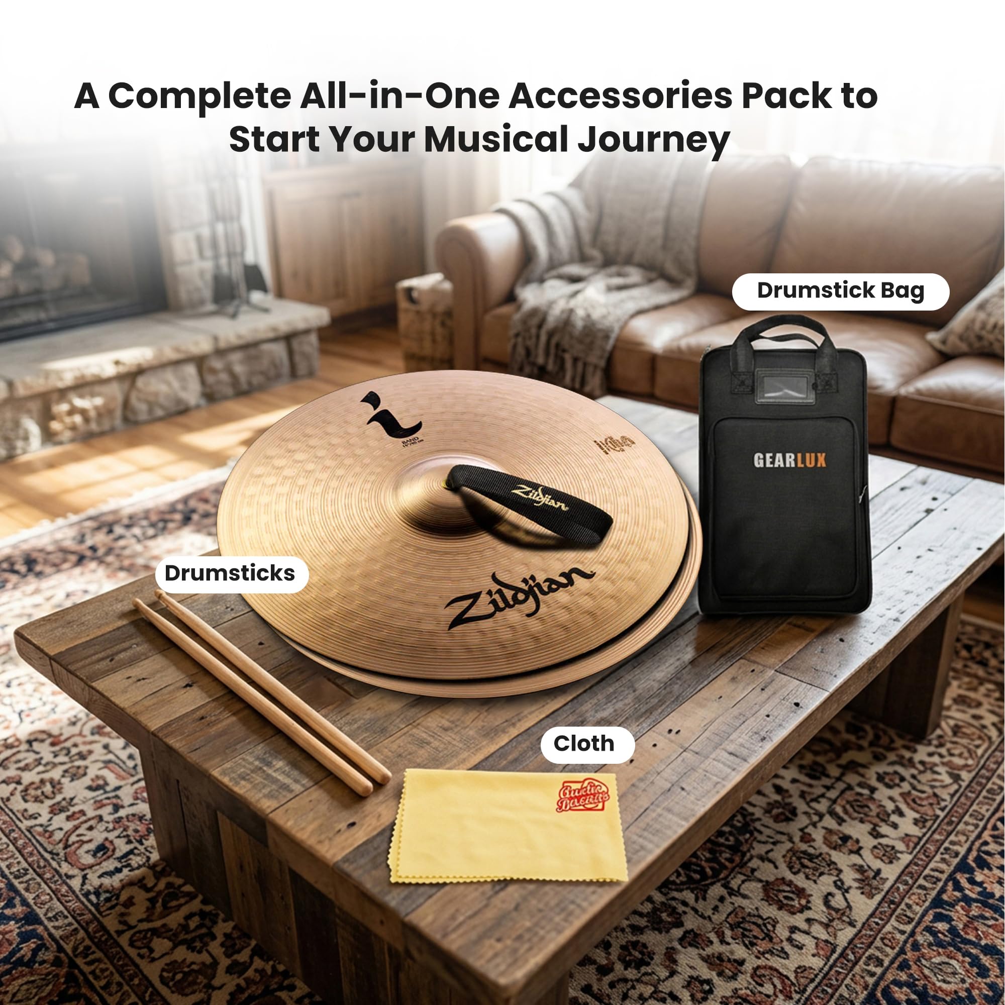 Zildjian ILH16BP 16" I Band Cymbals - Pair w/ Drumstick Bag