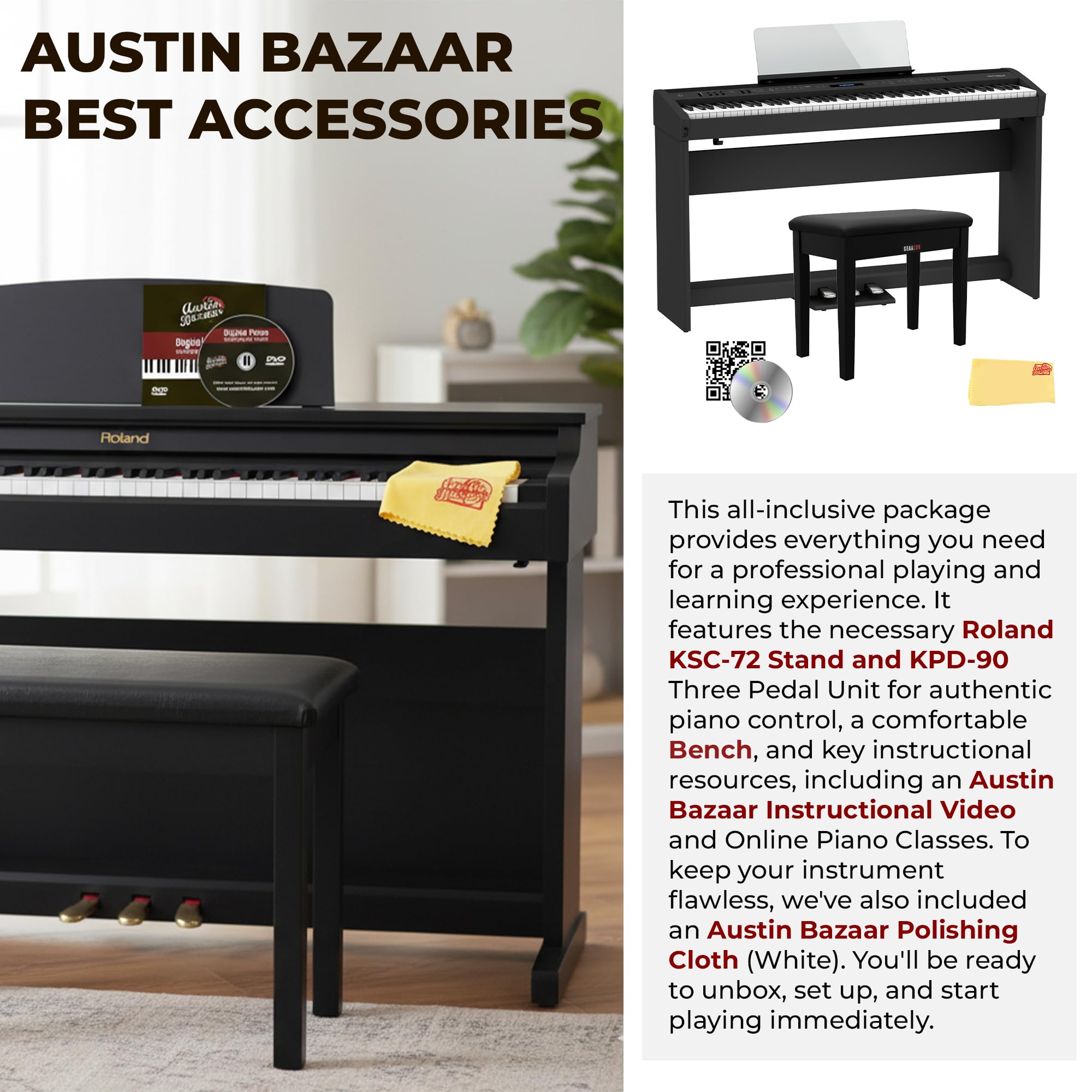 Roland FP-60X Digital Piano - Black w/ Roland KSC-72 Stand